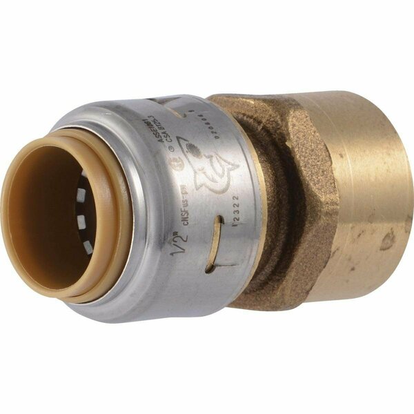 Sharkbite 1/2 In. x 1/2 In. FNPT Straight Brass Push-to-Connect Female Adapter UR072A